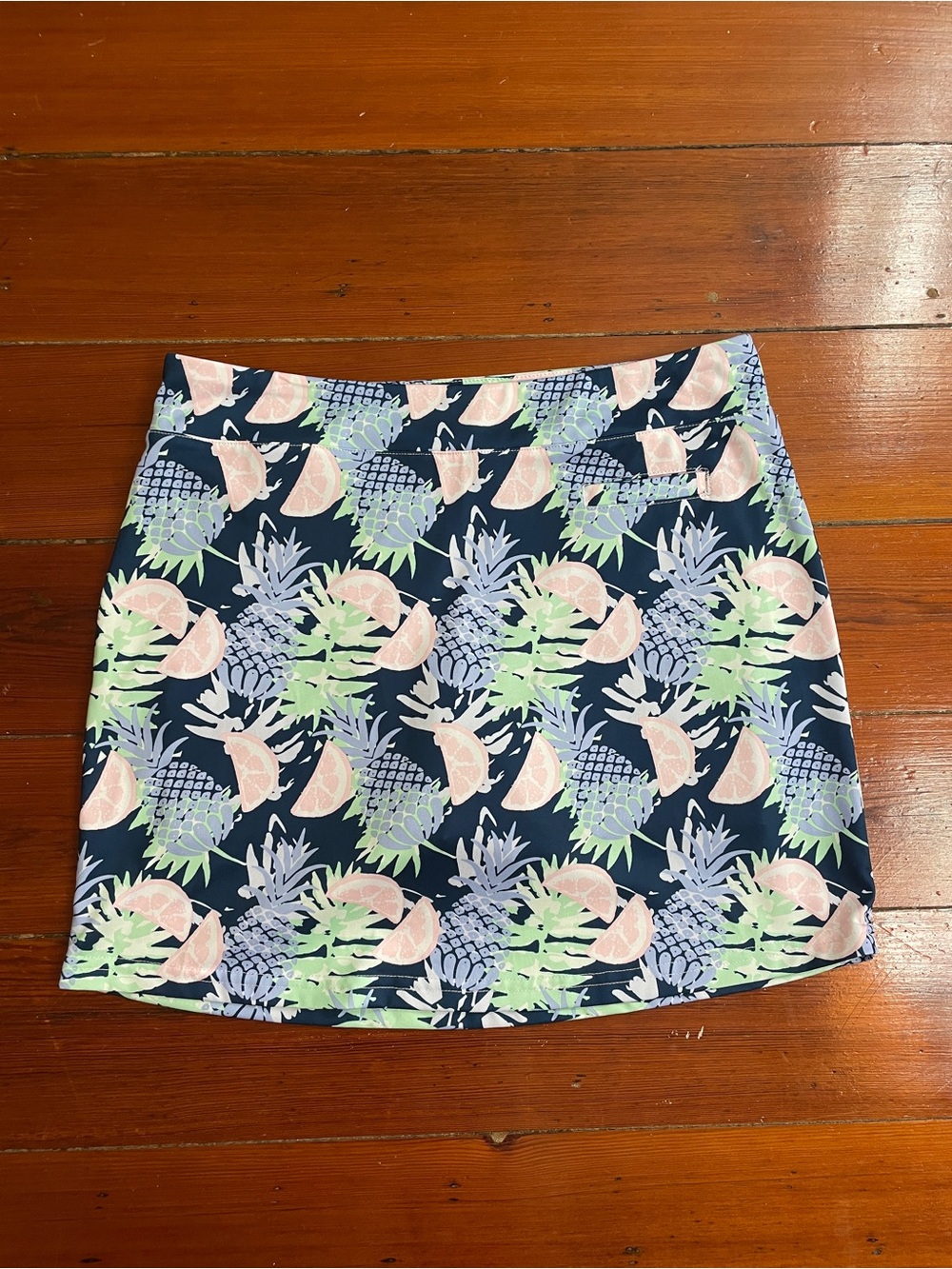 Pebble Beach Dry-Luxe Performance Skort Navy Pineapple & Citrus Print Sz S 💚🎀